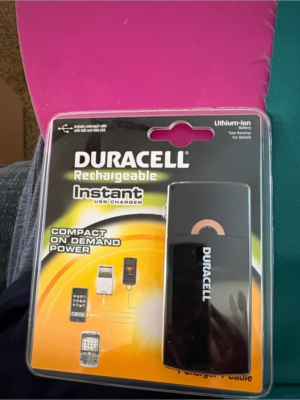 Black Rechargeable Instant Charger - Portable Phone Charger